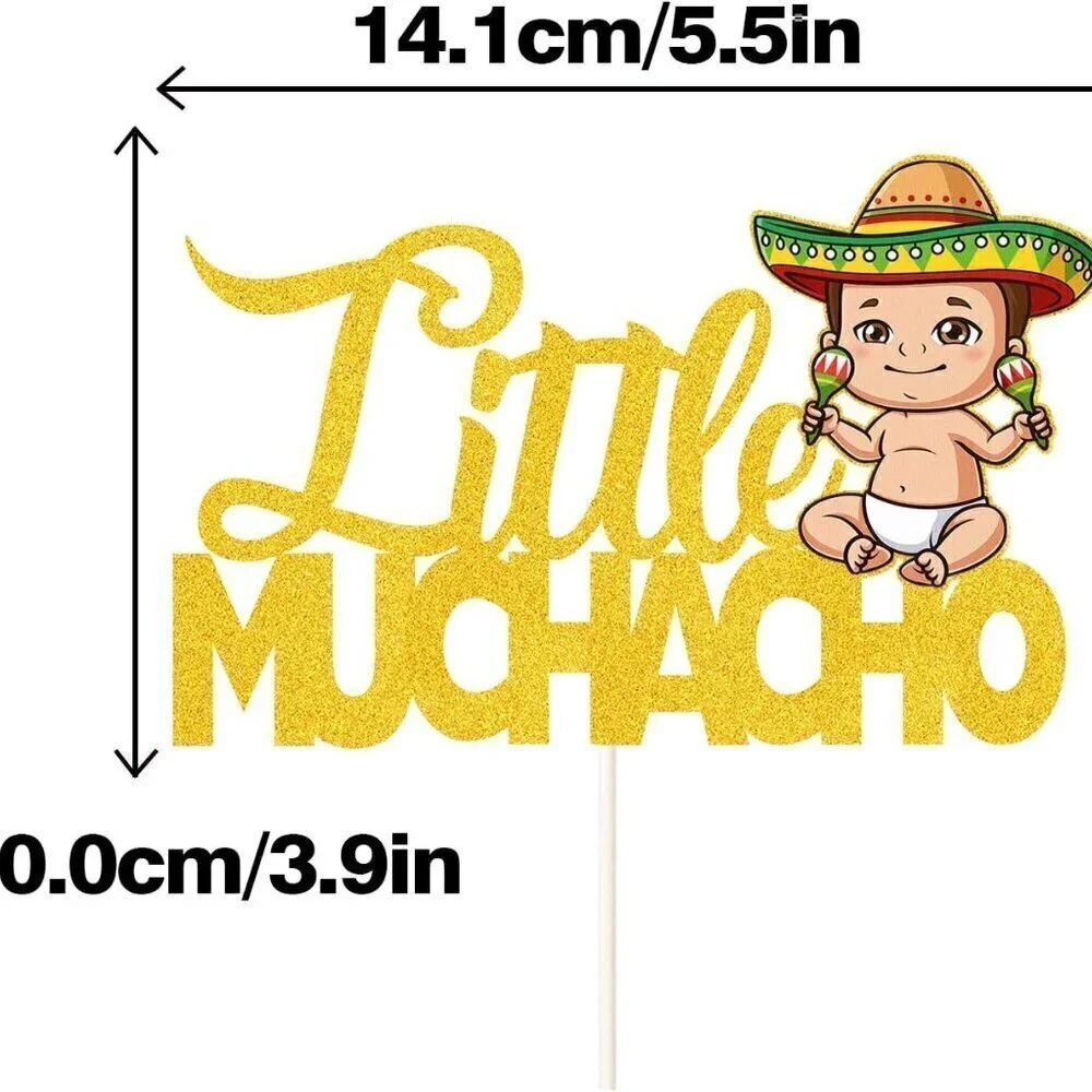 Little Muchacho Cake Decor, Mexican Fiesta Theme Birthday/Baby Shower NIP